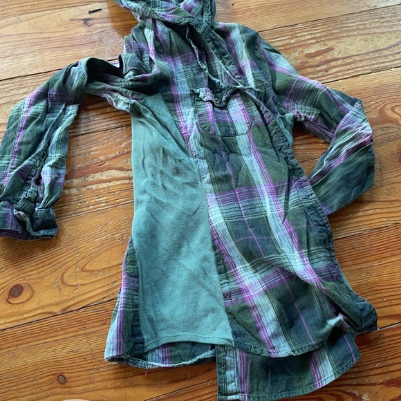 Bongo plaid hooded button-up shirt - Picture 3 of 4